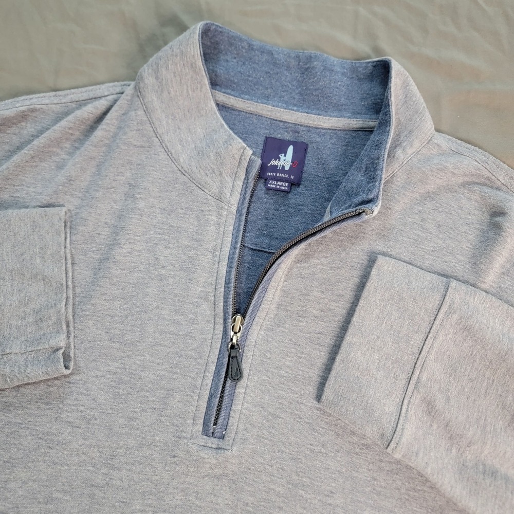 johnnie-O Sully Pullover 1/4 Zip Long Sleeve Men's 2XL Gray Meteror Performance